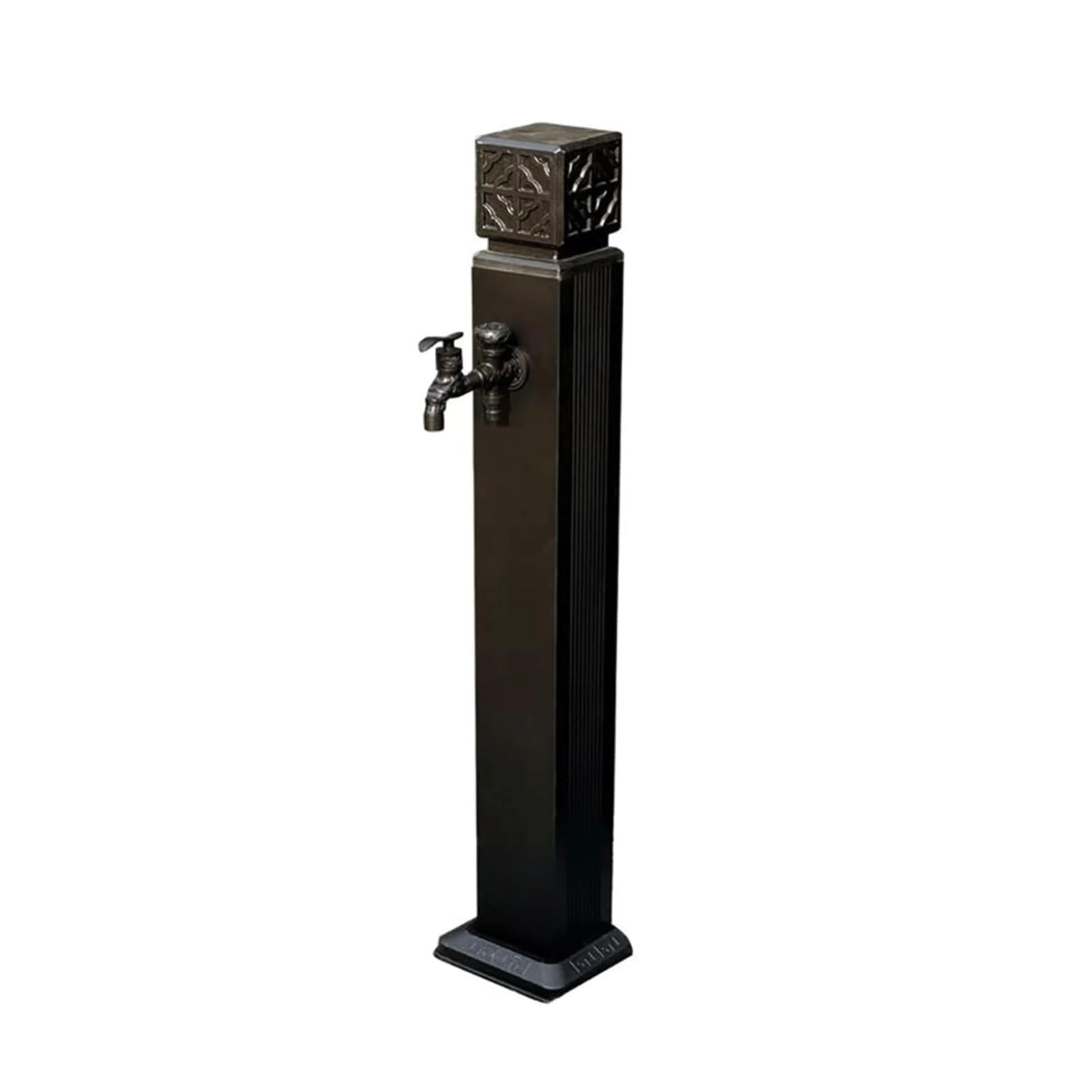 Pzeob Nero Freestanding Garden Water Column,Vintage Carved Pattern Outdoor Faucet Post,Anti-Freeze Courtyard Yard Hydrant With 2 Outlet Faucet(,100Cm)