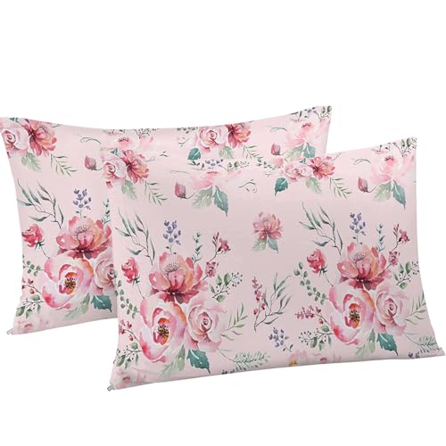 Housse de couette 200x200 fleurs rose en microfibre douce zippée - 5