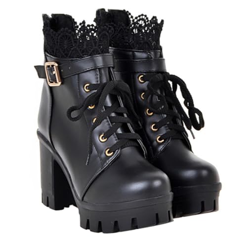 Bottes courtes à talons hauts OUNONA en caoutchouc pour automne