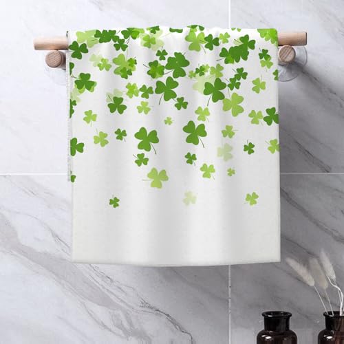 Image of St. Patrick's Day Kitchen Towels Lucky Clover Green Shamrock Dish Towels, 16x24 Inch Farmhouse Seasonal Spring Absorbent Hand Towels for Decoration Home Kitchen Dinner Drying Set of 2