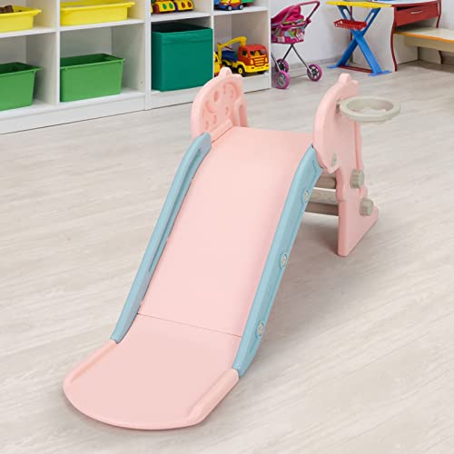 3 In 1 Toddler Slide Kids Slide Freestanding Climber Slide Playset With Basketball Hoop And Ball,Indoor And Outdoor Playground For Kids #TOP5