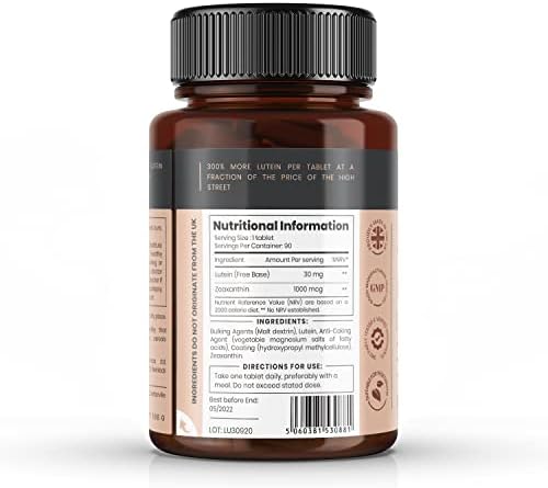 Potrójna siła luteiny 30 mg x 180 tabletek (2 butelki po 90) z 1000 mcg zeaksantyny.