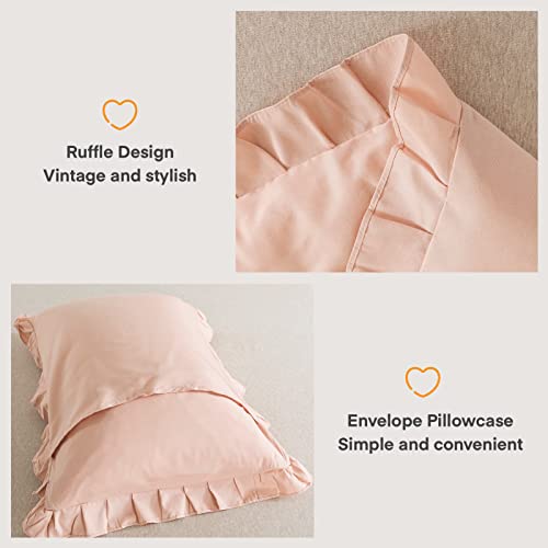 Andency Blush Ruffle Comforter Set, 2 Pieces Kids Comforter Set Twin(66X90Inch), Farmhouse Shabby Chic Comforter Set, Soft Microfiber Kids Bedding Set #TOP3