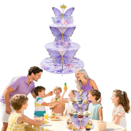 3 Tier Butterfly Cupcake Stand,Suitable for Butterfly Themes – Easy to Assemble& Reusable(1Butterfly)