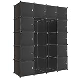 TecTake Etagère enfichable penderie à Rangement modulables système Clip avec Barre de Vetements - diverses Couleurs au Choix - (Noir | No. 401580)