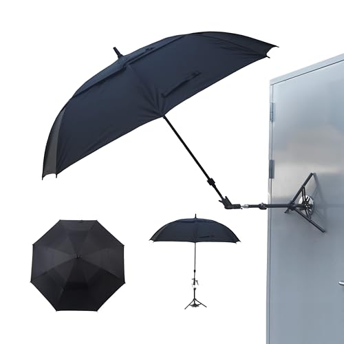 CHOOSEU 60’’ HVAC Umbrella with Magnetic Base, Height Adjustable, Rotate in Any Direction, Outdoor Work Umbrella to Keep the Work Cool and Dry(Black)