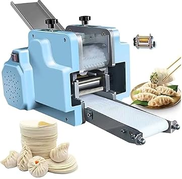 Dumpling Skin Maker Machine, Stainless Steel Commercial Dough Sheeter for Spring Rolls, Pierogi, Ravioli, Momo, 140W Wrapper Machine, Round Mold,Roundmold