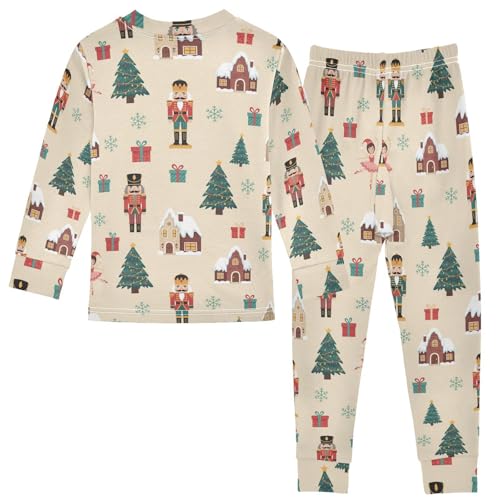Pajama Sets Long Sleeve Christmas Themed Pattern Soft Comfy Sleepwear 2 Piece PJS 3-8T3