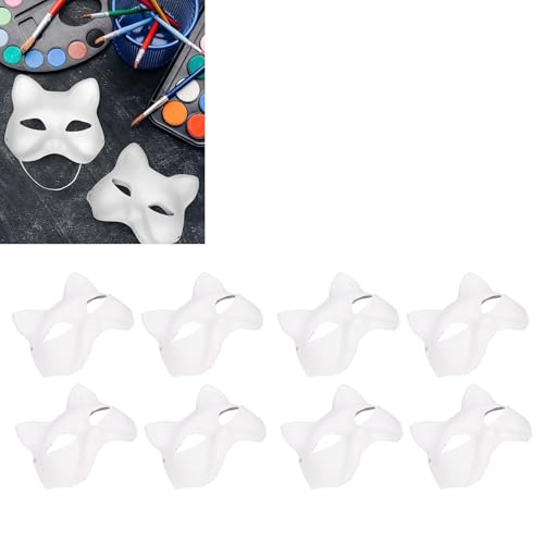 10pcs Gato Thean Face Tampa Papel Diy Pintado à Mão Em Branco Gato Tampa Meio Rosto Com Pêlo e Malha