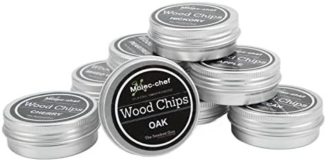 8 Flavors Natural Smoking Wood Chips, Smoke Infuser Chips Including Apple, Hickory, Beech, Cherry, Peach, Pear, Oak Sawdust, Mixed Logs, Cocktail Smoker Chips for Cocktails, Drinks, Food, BBQ