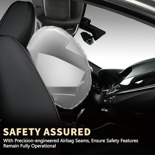 FLORICH Front Car Seat Covers, Luxury Waterproof Faux Leather Seat Covers Cushion, Black Car Seat Cover Protectors Universal Fit for Most 5 Seats Vehicles - Black by FLORICH - Image 2