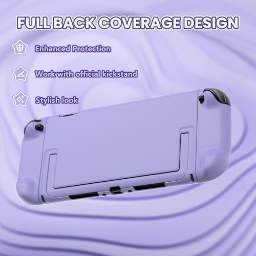 PlayVital Protective Case for Nintendo Switch 2 - Cute Dockable Hard Case Shell for Switch 2 with Thumb Grip & Sticker & Button Caps, Anti-Scratch & Shockproof Cover Skin - Light Violet - 5