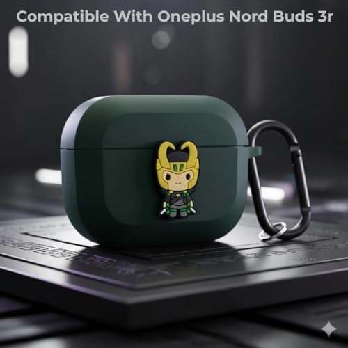 Image of Silicone Cover Compatible with Oneplus Buds Nord 3r (2025), Soft Silicone 360 Full Protection Dust-Proof Shockproof Case Cover with Hook (Cover Only) (Lokii)
