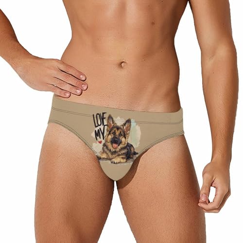 I Love My Border Collie Shepherd Dog Mens Swim Briefs Bikini Swimwear Print Beach Shorts Sexy Swimsuit XL