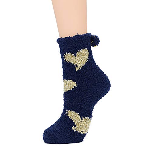 Womens Socks Warm Fluffy Fuzzy Socks Cute Winter Socks Fleece Athletic Running Christmas Socks For Women D (5/Light Heart) #TOP5