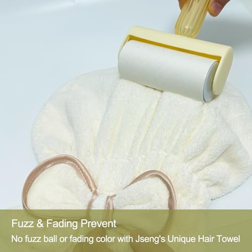 Jseng 3Packs Microfiber Hair Towel for Women - Quick-Drying, Super Absorbent Hair Wrap with Bow Design, Soft Hair Towel Turban for Curly Long Wet Hair — view 5