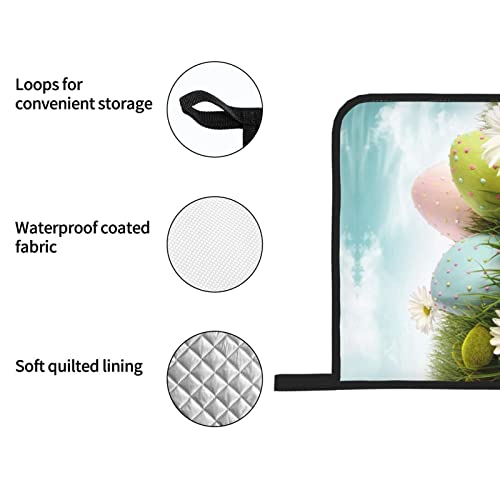 Colorful Easter Eggs Oven Mitt And Pot Cover 4Pcs Set For Kitchen Cooking And Outdoor Grill Heat Resistant Set #TOP5