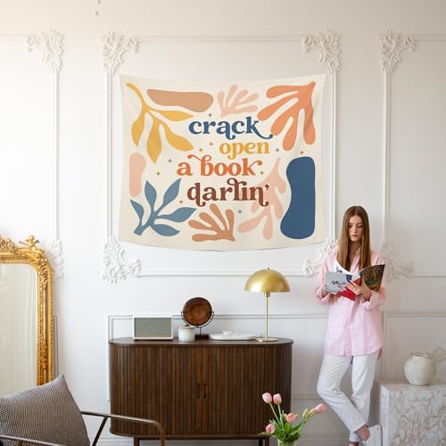 MNASAIOO Reading Classroom Wall Tapestry Hanging, Boho Crack Open A book Darling Read Banner Tapestries, Bookish Reader Wall Decor for Kids Book Lovers School Library Reading Nook Corner Dorm 50x60in - Image 6