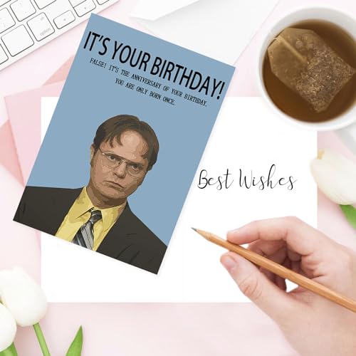 Londue Cartão de aniversário de escritório engraçado para homens ele, cartão de aniversário Dwight S