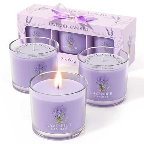 CHILLFLAME Lavender Candle, Scented Candles Gift Set for Stress Relief, 3 Votive Candles for Women...