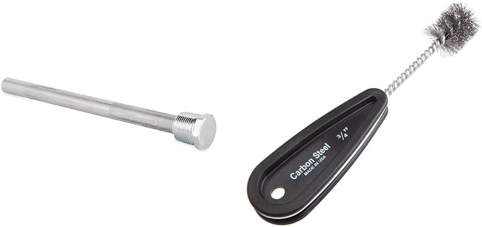 Camco Aluminum Anode Rod Extends Water Heater Life Bundle with Forney Plastic Handled Fitting Brush, 4-3/4-Inch-by-3/4-Inch