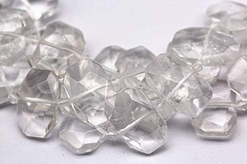 JM Design Crystal Quartz Faceted Rectangle Shape Loose Gemstone Beads Size 15x20mm 15.5'' Strand for Jewelry Making, Arts and Craft