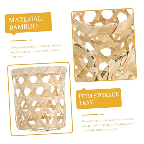 Yardenfun S141IP53119PXKK7K Rustic Rattan Woven Tea Light Candle Holders thumb #2