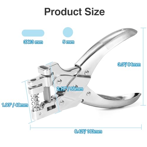 CAETOUNG 2 in 1 Badge Slot Hole Punch for ID Cards, Heavy Duty Hand Punch Metal Hole Puncher for PVC Material, Business Cards, Paper and Cardstock (5mm Round Hole &13mm X 3mm Slot Hole, Silver) - Image 5
