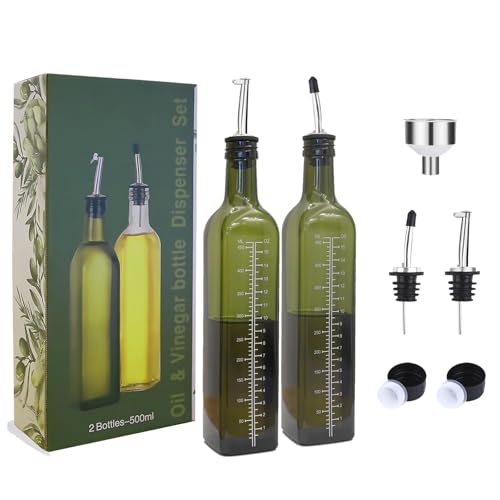 ZAZAWAWA 2PACK 17oz Glass Olive Oil & Vinegar Dispenser Set - 500...