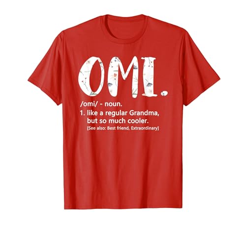 Omi Shirts for Women Mothers Day idea Cute Grandma Omi T-Shirt, Men, Red, XX-Large