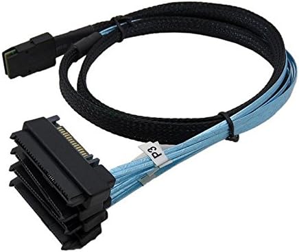 CY 100cm Internal 36 Pin Mini SAS SFF-8087 Host to 4 SFF-8482 Target SAS Hard Disk and SATA Power Cable