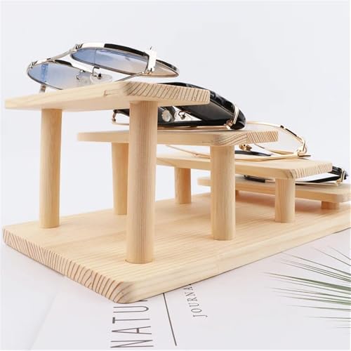 Escaparate de gafas de madera vertical para ahorrar espacio en mesas pequeñas 8