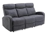 Vente-unique - Sofá Relax de 3 plazas de Tela Gris Evelyn