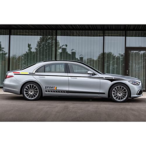 Sunbreath 4Pcs Car Body Modified Motor Sport Style Stripe Sticker Graphic Vinyl Racing Stripe Decal Decoration Accessories Sticker For All Thec Cars Black #TOP6