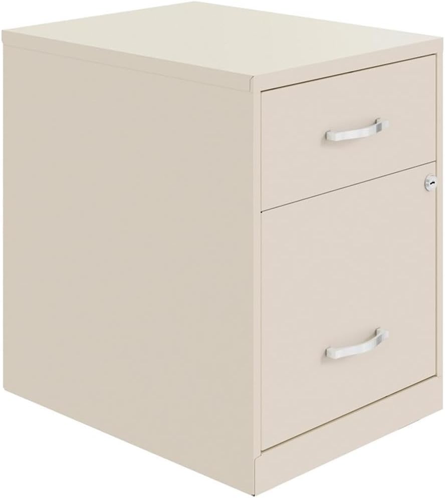 BOWERY HILL Vertical Metal File Cabinet, 18" D, Stone Finish, 2 Drawer Design with Lock, Durable Steel Construction, Letter-Size Hanging File Storage for Home Office or Small Spaces
