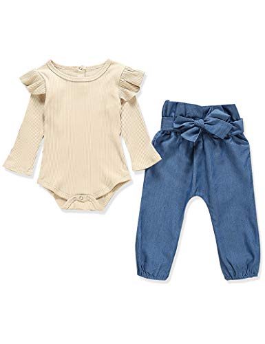 Image of Newborn Baby Girls Clothes Floral Romper+ Floral Long Pant 2pcs Outfit 0-3 Months