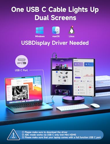 Image of JSAUX FlipGo Pro 15.6 inch Dual Portable Monitors, 1080P FHD IPS Dual Screen Monitor, Triple Screen Laptop Monitor Extender for Wins /macOS (Driver Required) with Magnetic Design /Plug & Play /Built-in Hub
