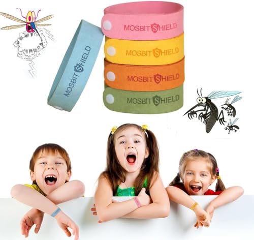 Repelentes de Mosquitos, Pulseras Antimosquitos,Bandas Repelentes de Insectos y Fallos, 100% Naturales, Ajustables para Bebés y Adultos,5 Piezas