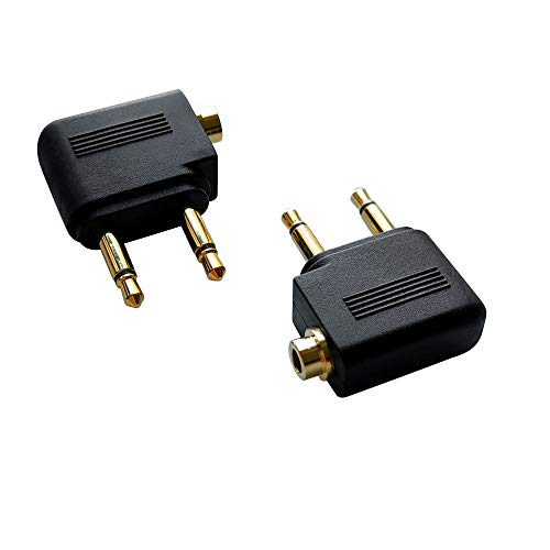 Dual 3.5Mm Male To 3.5Mm Female Airplane Headphone Adapter Gold Plated (2 Pack) #TOP4