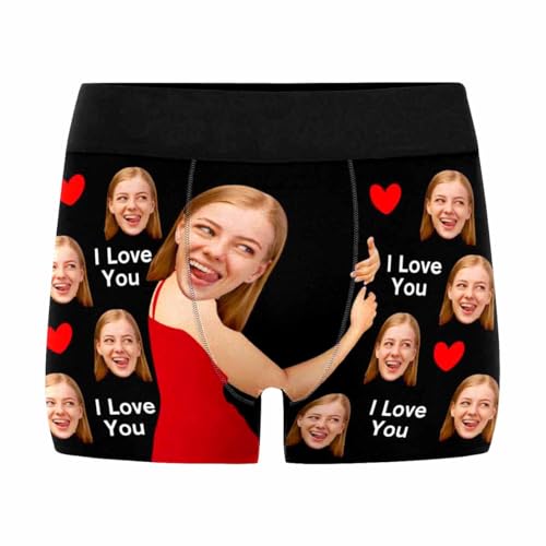 IdeaFlash Custom Face Boxer Briefs for Men Personalized Photo Underwear for Boyfriend Husband Customized Gifts