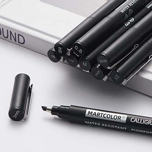 Martcolor Calligraphy Pens, 10 Size Hand Lettering Pens For Beginners Writing, Art Drawings, Sketching, Scrapbooking, Journaling, Brush Markers Set For Artist Adults Kids Beginner #TOP1