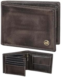 Fa.Volmer Portafoglio da uomo in pelle con protezione RFID – doppia cucitura extra stabile, 8+3 Card - Basalt Grey, schlanke Brieftasche, Classico
