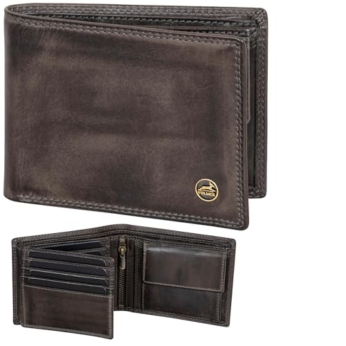 Fa.Volmer Skórzany portfel męski z ochroną RFID – bardzo stabilny, podwójny szew, schlanke Brieftasche, Klasyczny
