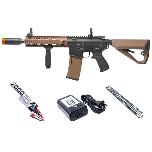 Arcturus Tactical Lwt Mk-Ii Cqb 10 Inch Polymer- Electric Full/Semi-Auto Airsoft Aeg Sport Starter Pack Black-Tan With Battery And Charger cover