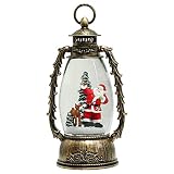 Wondise Lighted Christmas Snow Globes Musical Lantern Santa with Timer, Battery and USB Powered, San