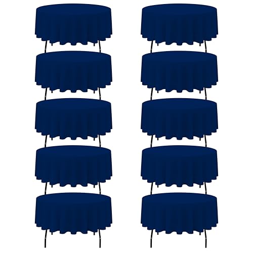 BRILLMAX 10 Pack Navy Blue Round Tablecloths 90 Inch for 60" Tables