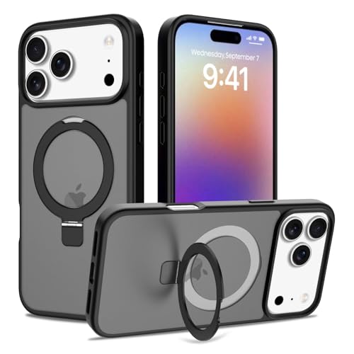 Image of Magnetic for iPhone 17 Pro Max Case, 6.9 inch, Compatible with MagSafe, Rugged Kickstand, Not-Yellowing Military-Grade Protection, Matte Black