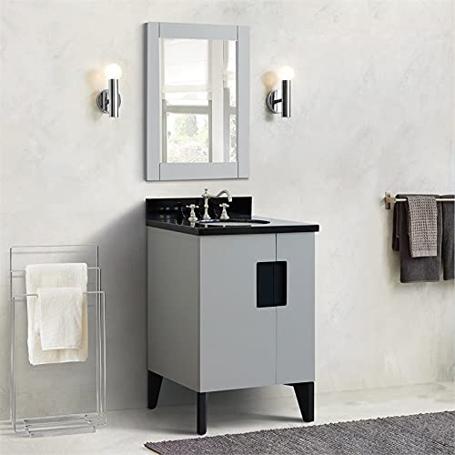 Kolb 25" Oval Sink Solid Wood Vanity With Black Granite Stone In Light Gray #TOP1