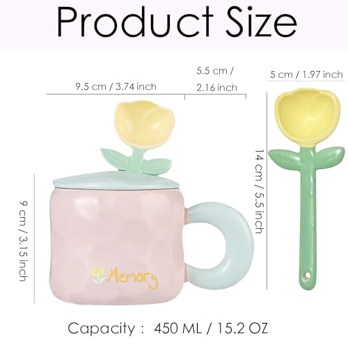 Taza de Porcelana Amarilla con Tapa y Cuchara 15 OZ miniatura 2