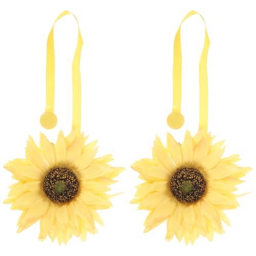Balacoo Hebillas Magnéticas Pack de 2 Diseño de Girasol Amarillo Soporte Decorativo de Tela y Metal, Fácil de Usar y Resistente para Cortinas para Hogar y Hotel